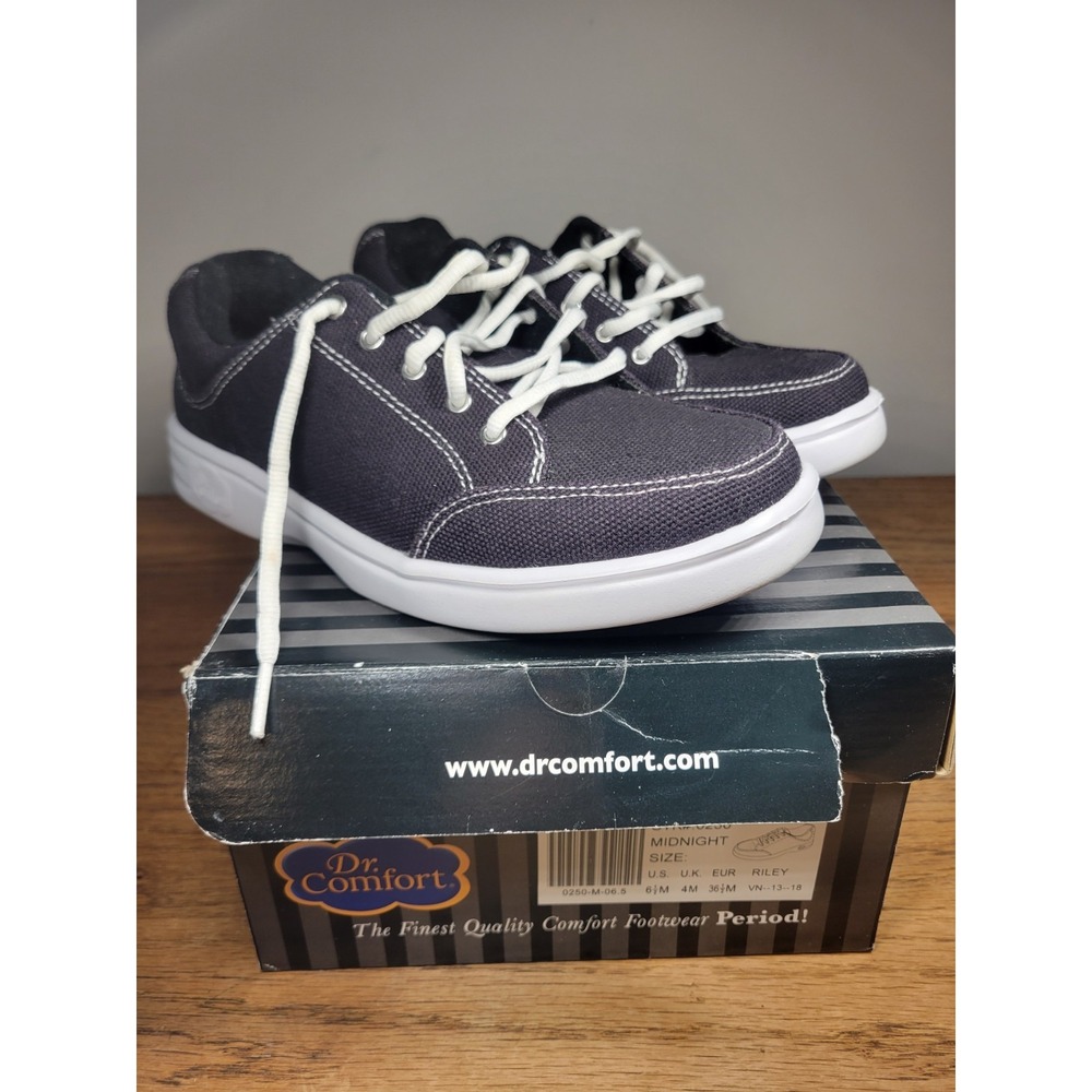 Dr Comfort Riley Womens Black & White Athletic Lace Up Comfort Shoe Size 6.5 M